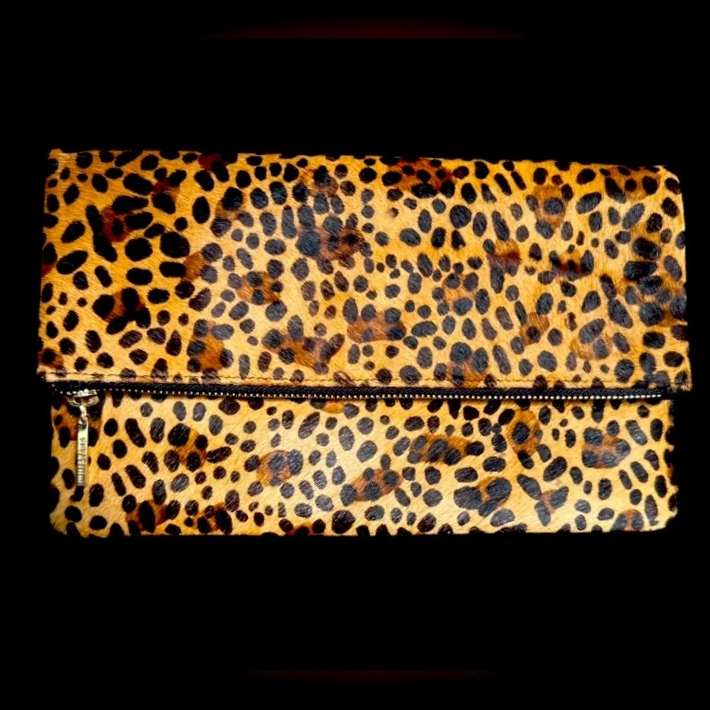 WHISTLES Leopard Print Chapel Foldover‎ Clutch Bag